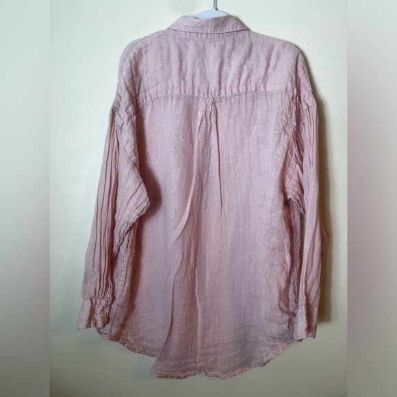 Vitamin A Playa Shirt 100% Linen Pink Oversized Cover Up Shirt Size L - Picture 5 of 6